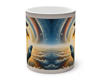 Tasse thermoréactive avec art