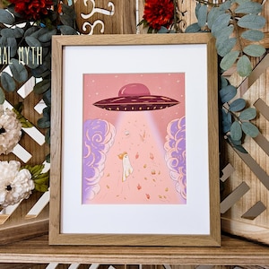 Fantasma y ovni de Halloween, lámina de archivo, calabazas, decoración de pared otoñal, cielo pastel