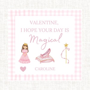 Printable Princess Valentines Day Tag, Preschool Valentine, Valentines Card