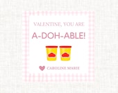 Printable Play Dough Valentines Day Tags, Preschool Valentine, Kids Valentine Tags