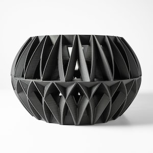 Peut inclure: Un pot de fleurs géométrique noir avec un design unique et complexe. Le pot est fait d'un matériau durable et a une large ouverture pour une plantation facile.