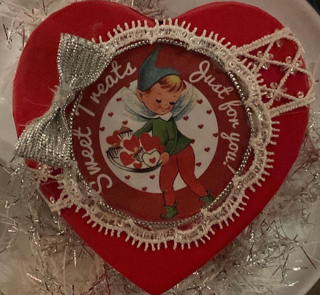 Vintage Pixie Elf Valentines Day Gift Box, Candy Box, Elf on the Shelf