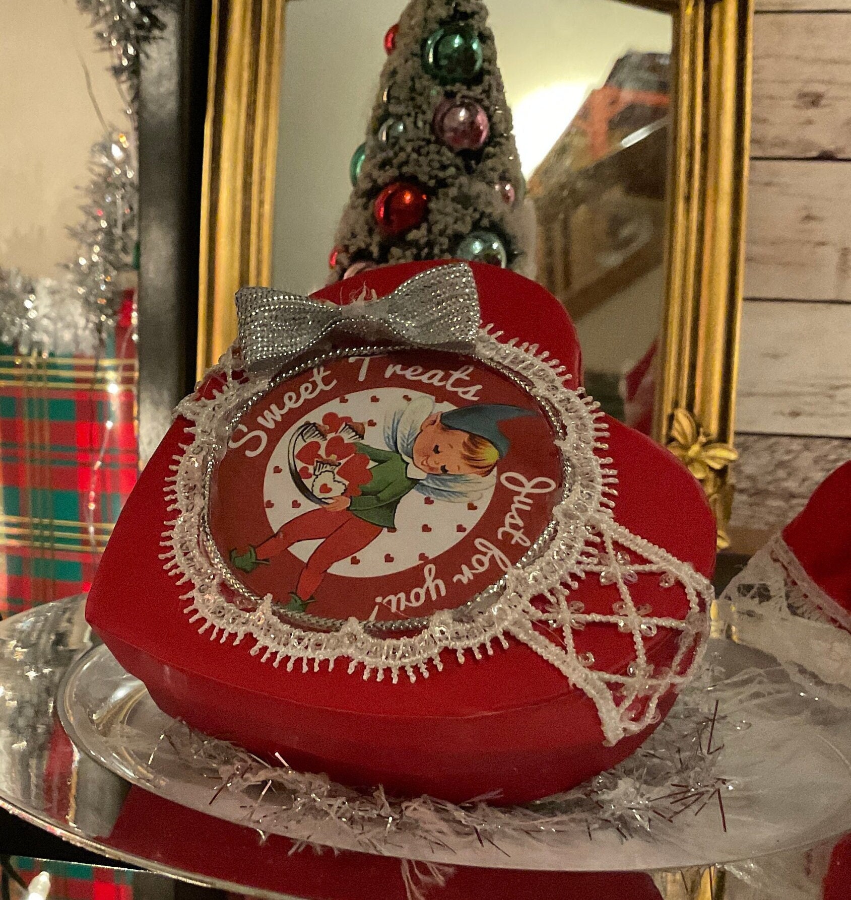 Vintage Pixie Elf Valentines Day Gift Box, Candy Box, Elf on the Shelf