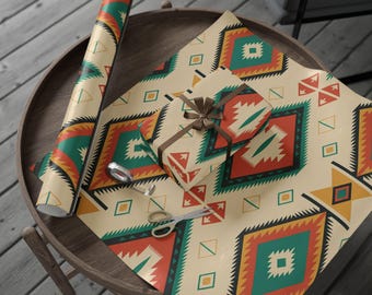 Southwestern Geometric Pattern Wrapping Paper | Aztec Gift Wrap Roll