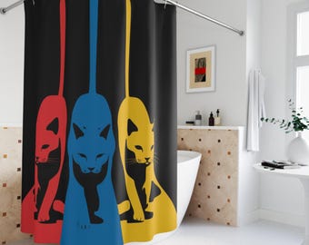 CATS Shower Curtain | Cat Pattern Bathroom Decor