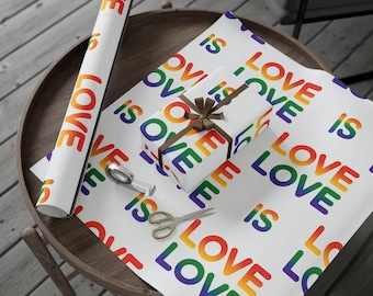 Rainbow LOVE Wrapping Paper | LGBTQ Pride Birthday Gift Wrap