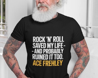 Ace Frehley T-shirt: Rock 'N' Roll Saved My Life, uniseks jersey