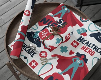 Healthcare Hero Wrapping Paper | Retro Nurse Gift Wrap