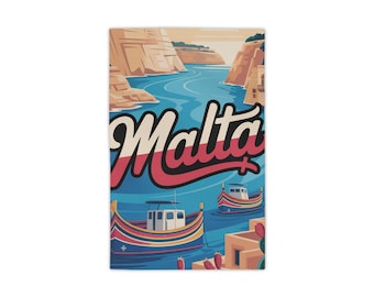 Serviette de plage Malta vibrante - Amusements côtiers d'été au bord de la piscine - Mélange de polyester et de coton