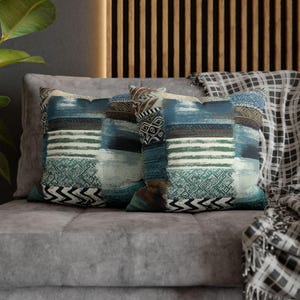 Blue Abstract Patchwork Pillowcase | Square Pillowcase