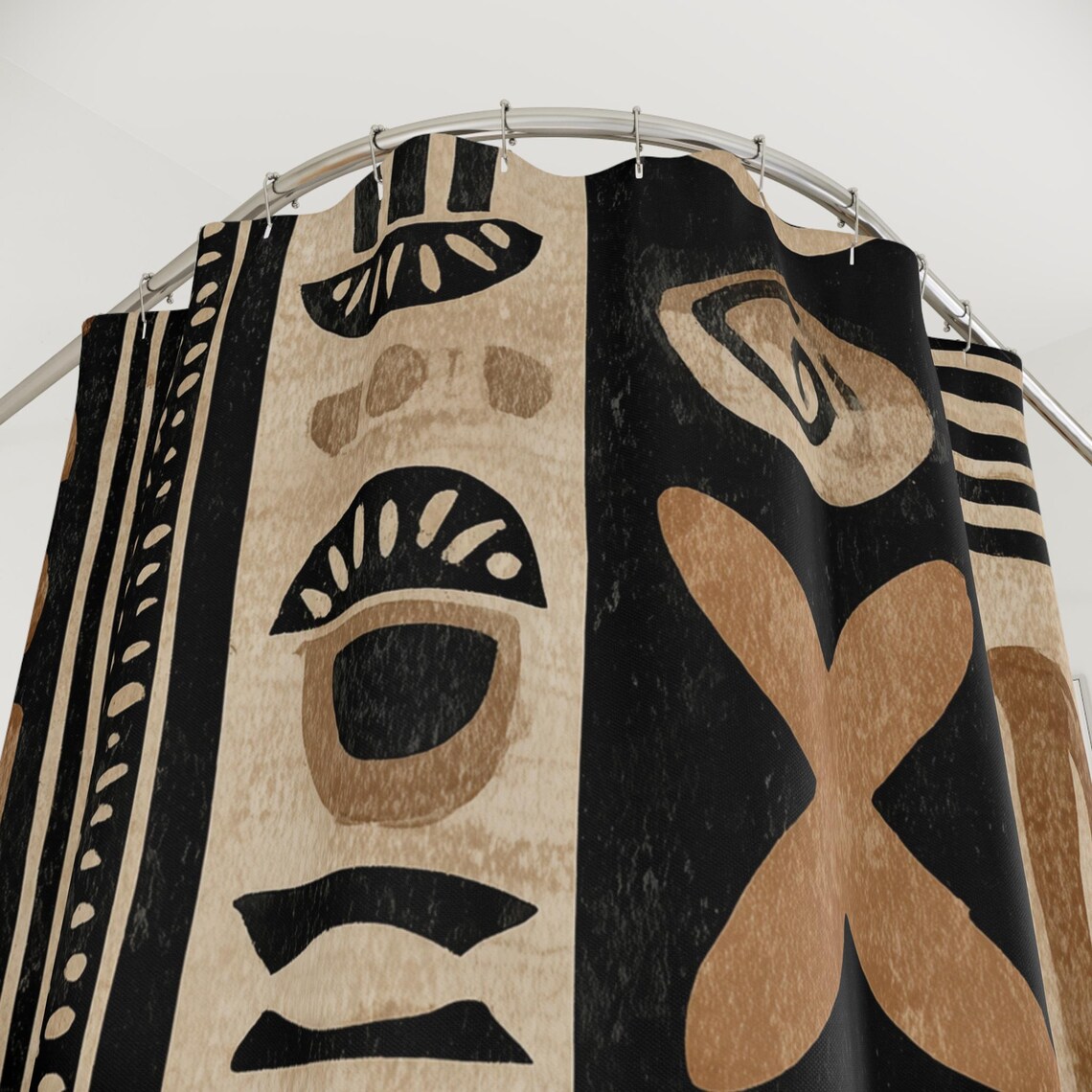 Tribal Mudcloth Pattern Shower Curtain | African Inspired Geometric ...