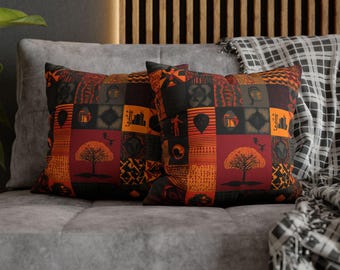 African Motif Pillowcase | Spun Polyester Square Pillowcase