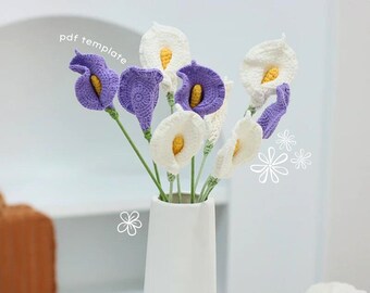 Calla Lily No Sew Crochet Pattern, No Sew Amigurumi Crochet Patterns, Crochet Pattern, crochet pattern PDF, gift flower crochet