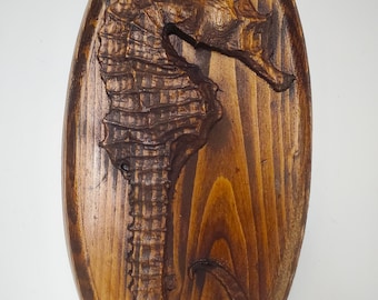Carved Seahorse Wall Art Hanging Decor