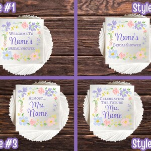 Bridal Shower Napkins, Floral Design Napkins, Wedding Table Decor, Party Essentials, Luncheon Beverage Napkins, Custom Text