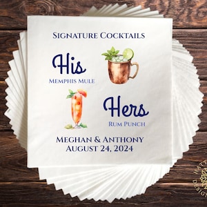 Elegant Customizable Signature Cocktail Napkins, Personalized Event Napkins, Perfect for Weddings, Showers, Birthdays, Parties, Celebrations