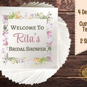 Floral Bridal Shower Napkins, Wedding Reception Napkins, Party Table Decor, Elegant Tableware, Personalized Napkins, Floral Design