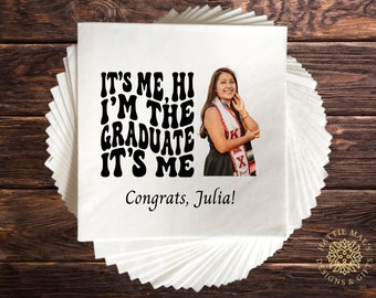 Personalized Graduation Photo Napkins, Custom Printed, Class of 2024, Multiple Colors and Sizes