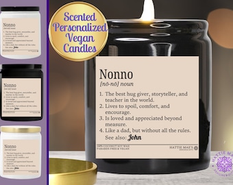 Personalized Vegan Candle 8oz, Nonno Definition Gift, Choose Scent and Jar Color, grandfather gift