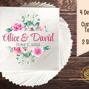 Beautiful Floral Napkins for Weddings Engagement Parties Bridal Showers Personalized Napkins in Lunch and Beverage Sizes
