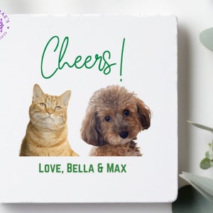 Custom Pet Photo Coasters - Personalized Drink Mats with Pet&#39;s Picture, Wedding, Shower, Engagement Party, Rehearsal Dinner