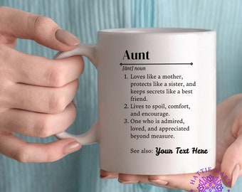 Personalized, Customizable Aunt Definition Mug, Unique Family Gift, Loves Like Mother Best Friend