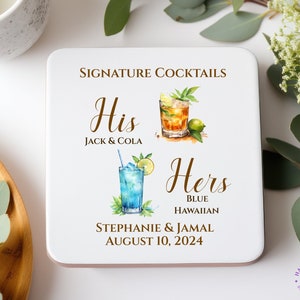 Elegant Customizable Cocktail Coasters, Personalized Event Drink Mat, Perfect for Weddings, Showers, Birthdays, Parties, Celebrations