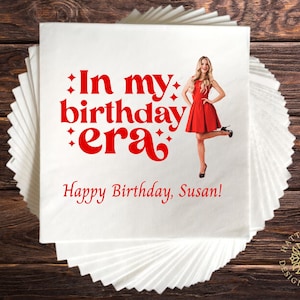 Tovaglioli fotografici personalizzati per compleanni, 4 disegni, decorazioni personalizzate per feste di compleanno, tovaglioli Swiftie, set da 50, tovaglioli di compleanno