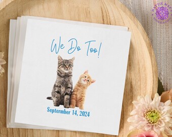 Custom Pet Photo Napkins, Wedding, Shower, Party, Event Personalized Beverage and Luncheon Napkins, Over 48 Text Colors, Perfect for Parties