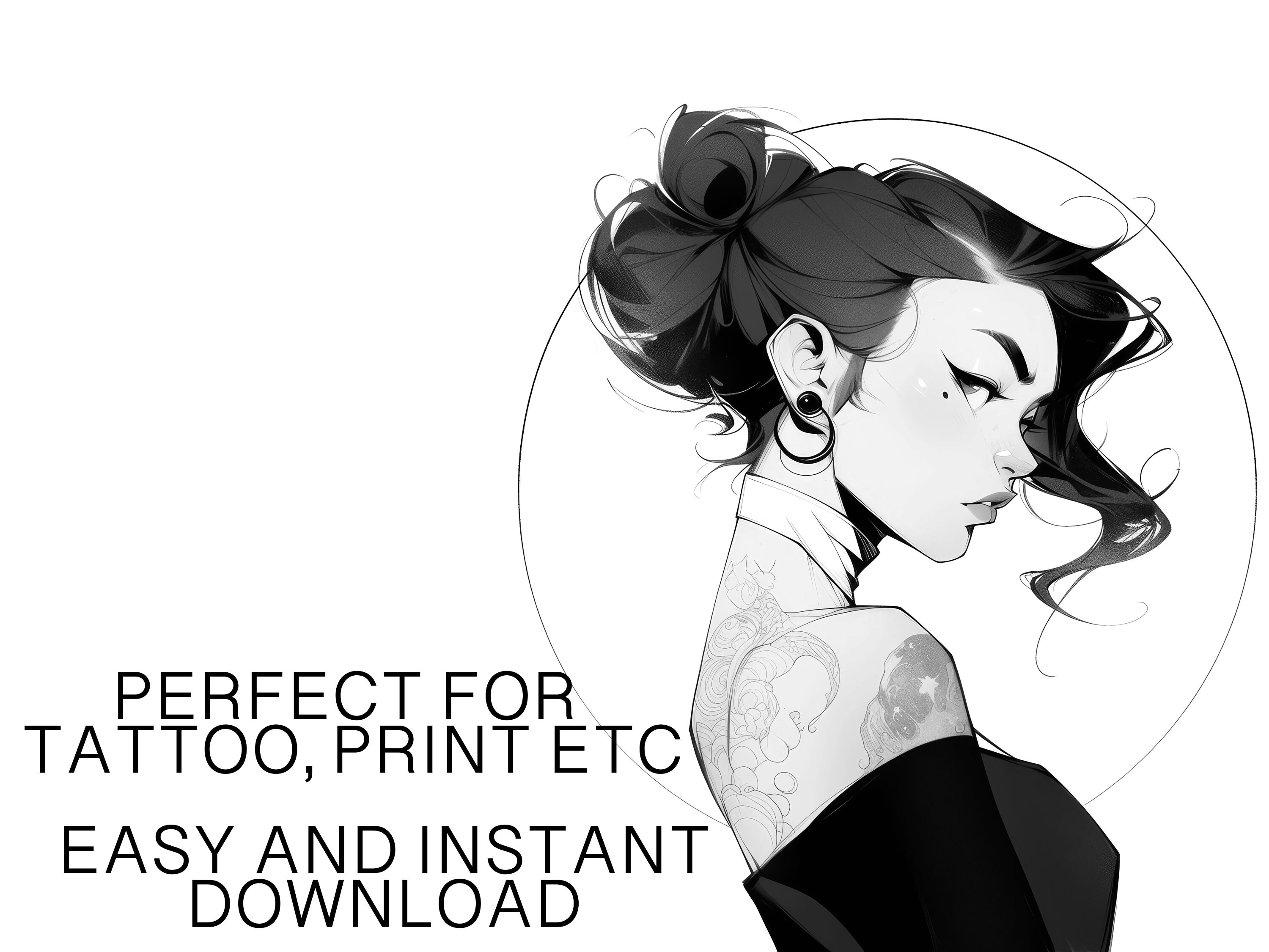 50 Higschool Girl Designs INSTANT DOWNLOAD Aesthetic Manga Stamps