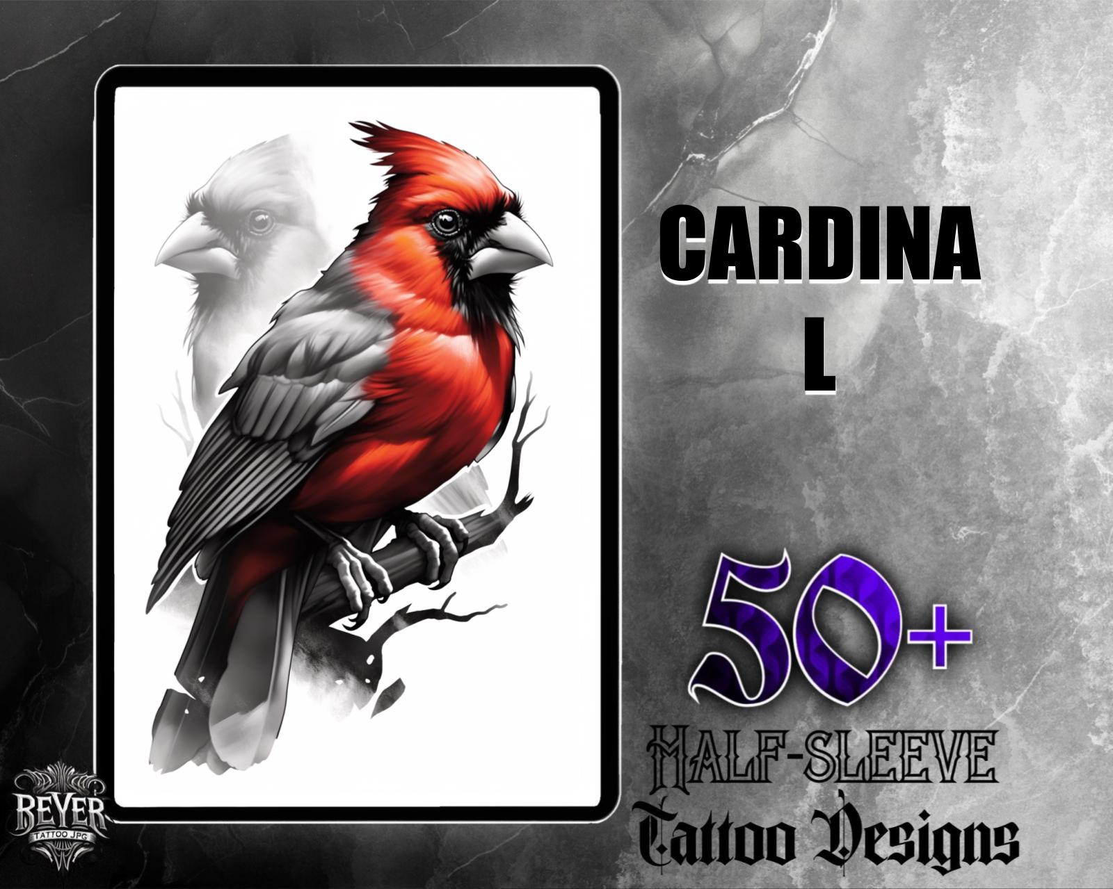 Cardinal Tattoo Set – 50 High-Quality JPG Designs | Vibrant Red Cardinal Bird Tattoo References | Instant Digital Download