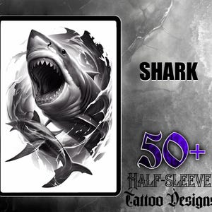 Shark Tattoo Design Set | 50 High-Quality Digital Images | Realistic Shark Tattoo Designs | Digital Download