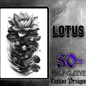 Lotus Tattoo Set | 50 High-Quality JPG Images | Lotus Flower Tattoo Designs | Digital Download | Ink Art