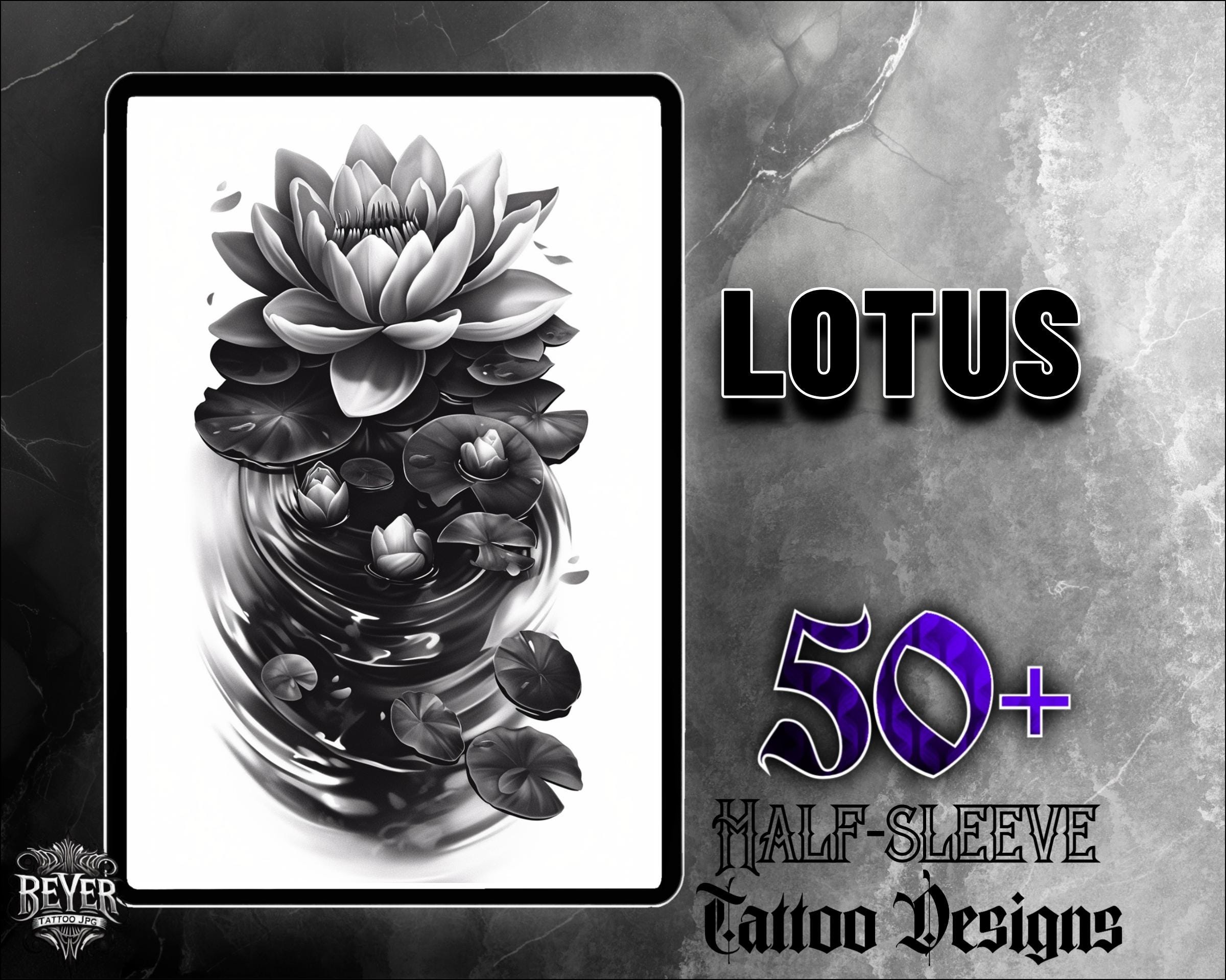 Lotus Tattoo Set | 50 High-quality JPG Images | Lotus Flower
