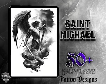 Saint Michael JPG Design Set | 50 High-Quality Digital Images | Saint Michael Tattoo Designs | Digital Download