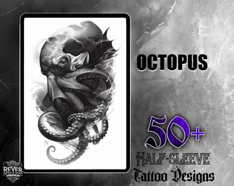 Octopus Tattoo Set | 50 High-Quality Digital Images | Octopus Art Designs | Half-Sleeve Tattoo Inspiration