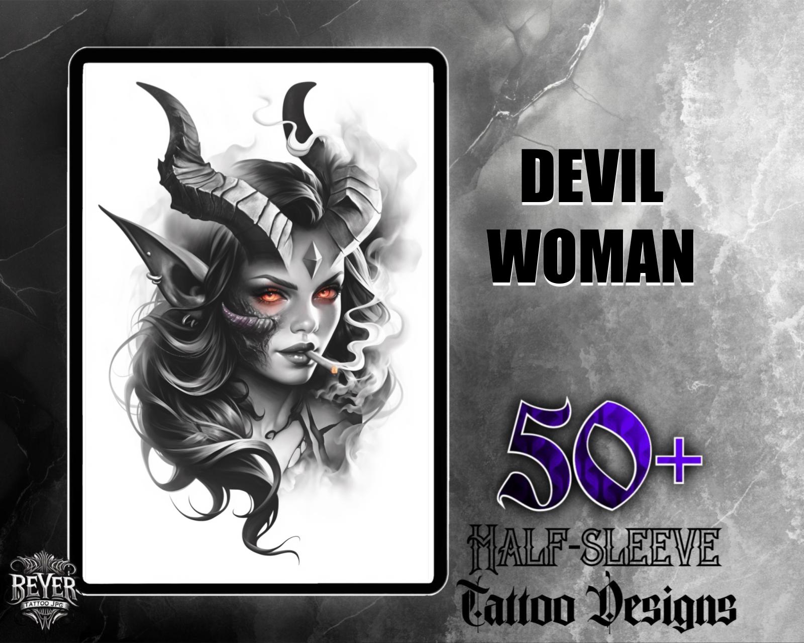タトゥーフラッシュ・DEVIL woman デザイン TATTOO 刺青下絵資料 バフォメSatan #タトゥー#タトゥーデザイン #タトゥースタジオ#devil