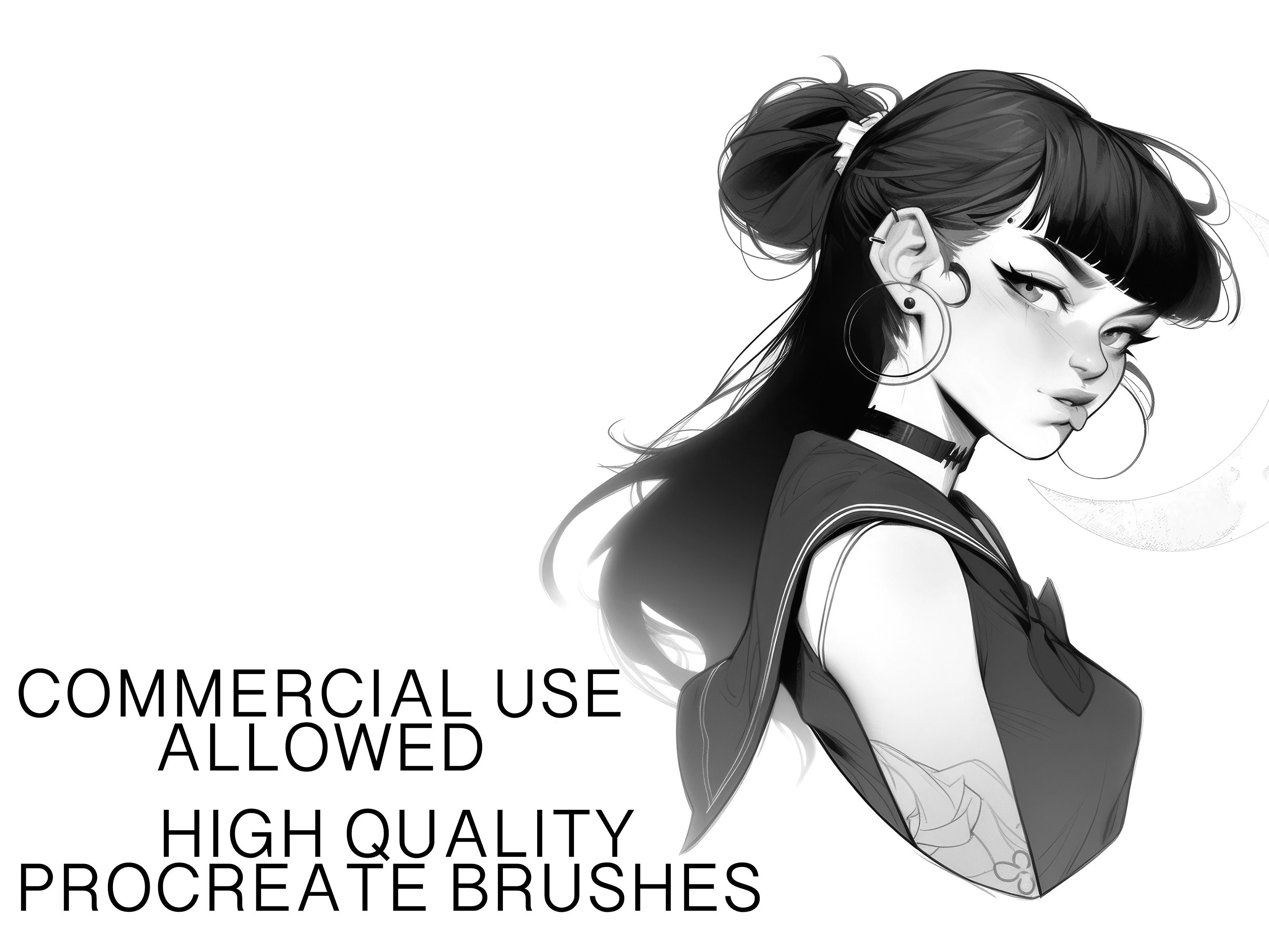 50 Higschool Girl Designs INSTANT DOWNLOAD Aesthetic Manga Stamps