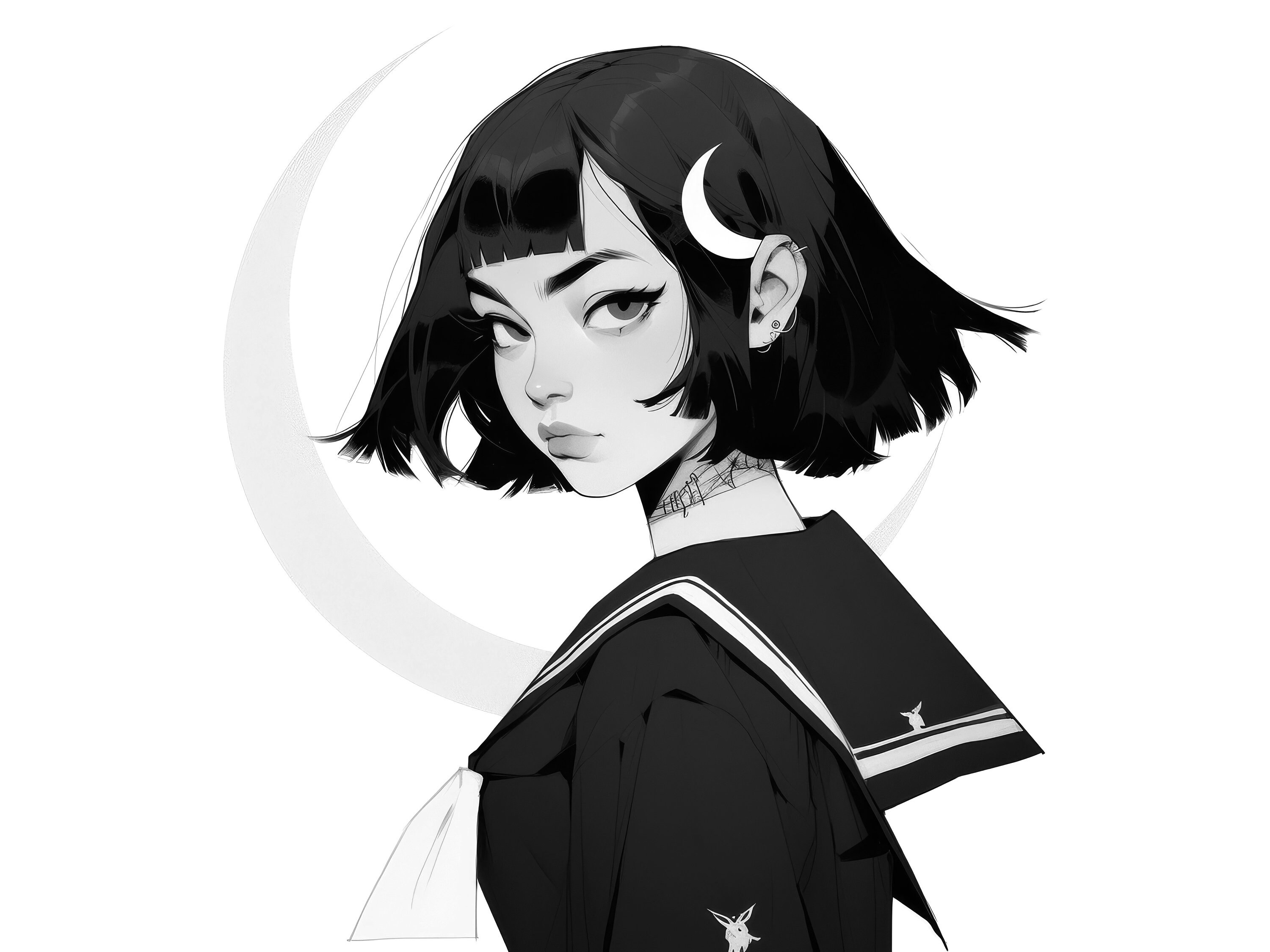 50 Higschool Girl Designs INSTANT DOWNLOAD Aesthetic Manga Stamps