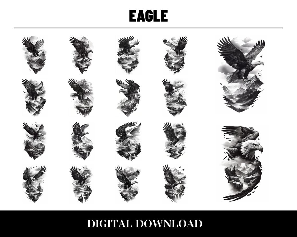50+ Eagle Tattoo Designs | Half-sleeve Tattoo Templates (digital ...