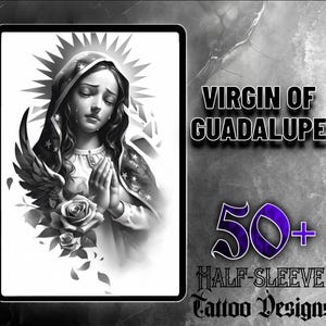 Conjunto de diseños en formato JPG de la Virgen de Guadalupe / 50 imágenes digitales de alta calidad / Diseños de tatuajes de la Virgen de Guadalupe / Descarga digital