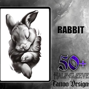 Rabbit JPG Design Set | 50 High-Quality Digital Images | Adorable Rabbit Tattoo Designs | Digital Download