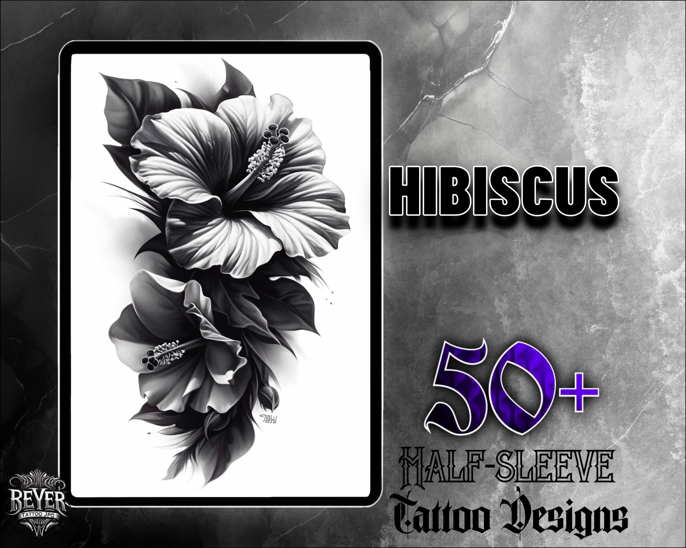 Stunning Black and Grey Hibiscus Tattoos