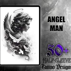 Angel Man JPG Design Set | 50 High-Quality Digital Images | Stunning Angel Man Tattoo Designs | Digital Download