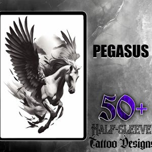 Pegasus Tattoo Design Set | 50 High-Quality JPG Images | Stunning Winged Horse Tattoos | Digital Download