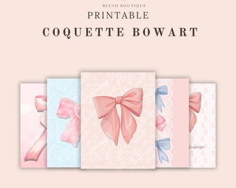 COQUETTE BOW ウォールアートバンドル 印刷可能なデジタルダウンロード