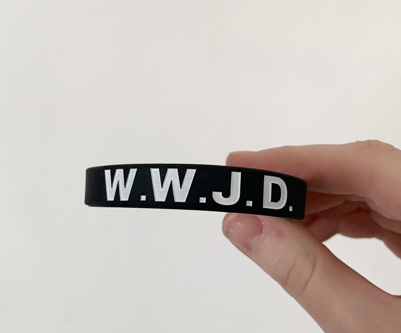 W.W.J.D Silicone Unisex Bracelet, Black and White Silicone Christian