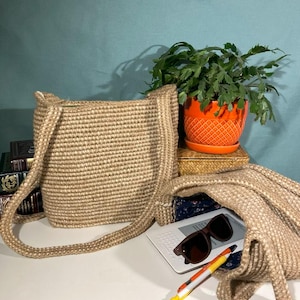 Handmade Rope and Twine Crochet Shoulder/Cross Body Bag