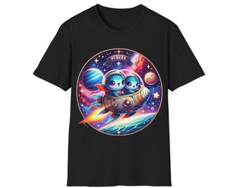 Pisces Cosmic Journey Tee Chibi Astronaut and Celestial Fish  Space Odyssey