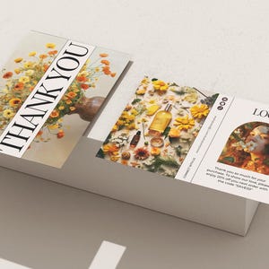 Modelo de cartão de agradecimento Breeze editável | Canva | Inserção comercial personalizada para marcas de moda, beleza e estilo de vida | Embalagem de comércio eletrônico